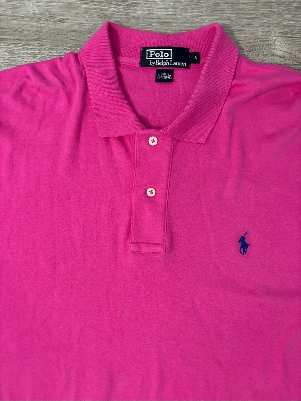 Polo Ralph Lauren Polo Shirt Mens Large Hot Pink Cotton Embroidered Blue Pony